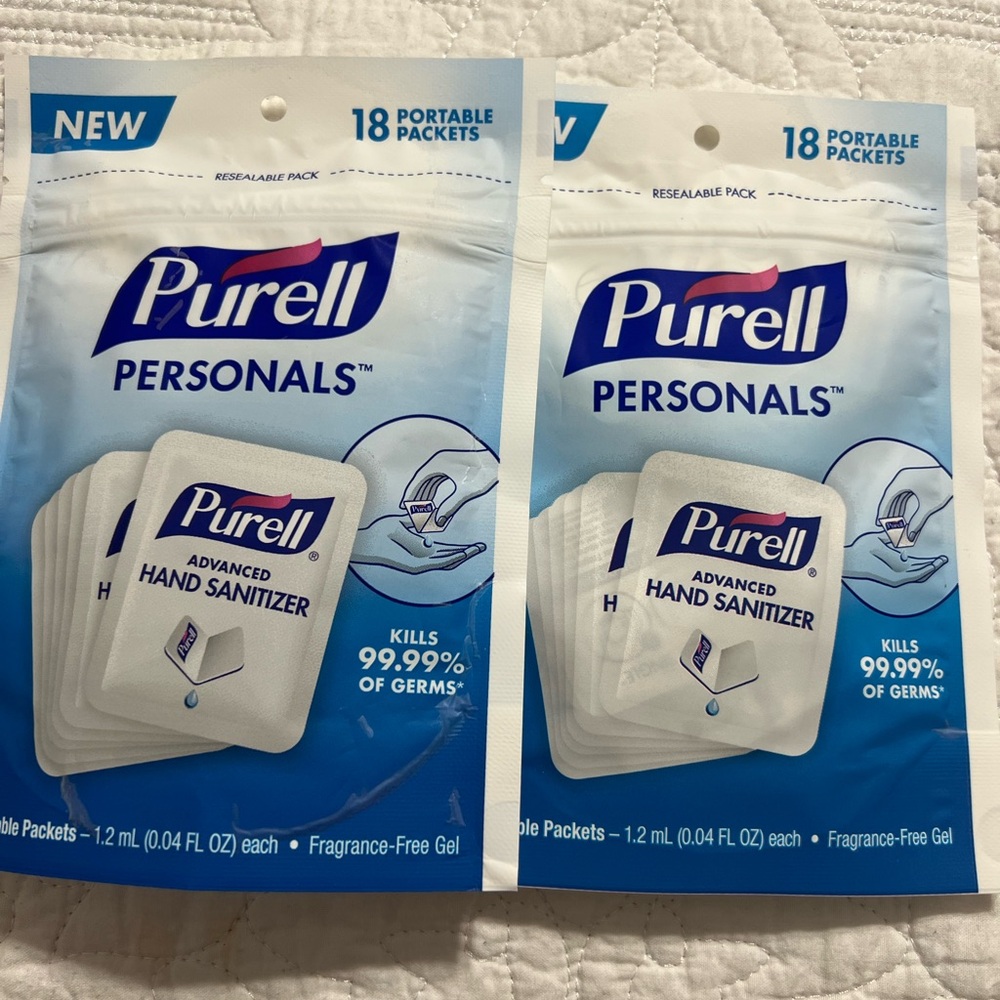 2 Purell Personals Hand Sanitizer Single Use Packets (36 Total Portable Packets)